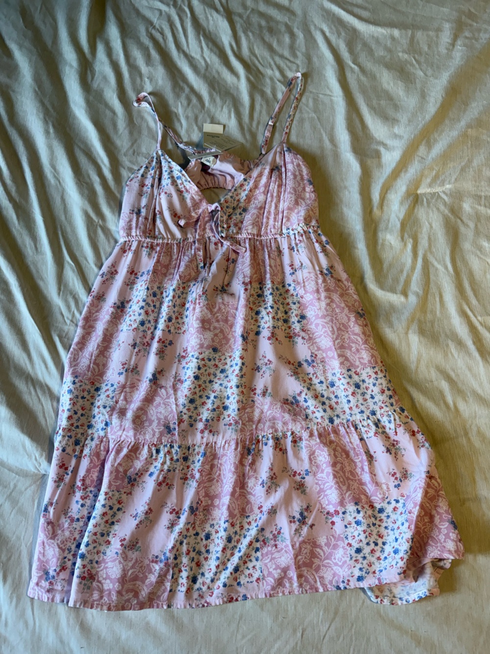 Hollister Pink Floral Tie-Front Mini Dress
